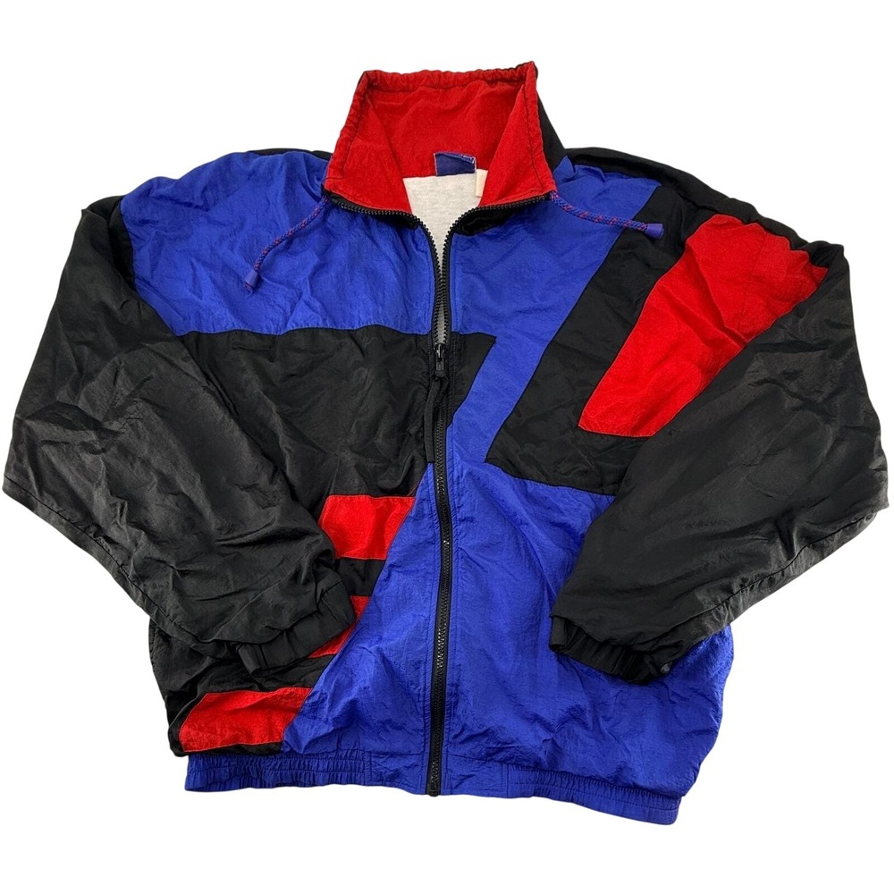 Vintage TURNPOINT Sports Windbreaker Jacket Mens Colorblock 90's Retro Blue Red
